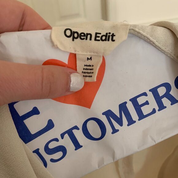 Open Edit Satin Camp Shirt Size M EUC - Picture 5 of 5